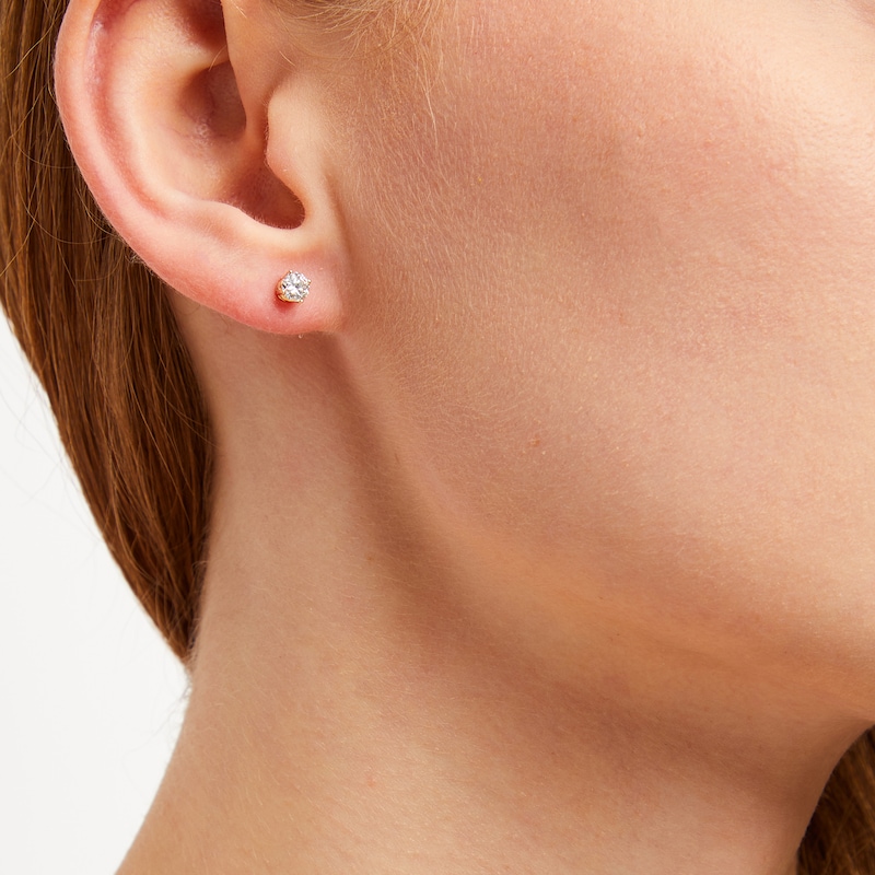 Main Image 3 of Certified Round-Cut Diamond Solitaire Stud Earrings 1/2 ct tw 14K Yellow Gold (I/I1)