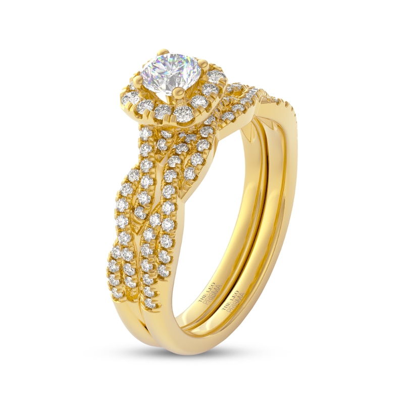 Main Image 2 of THE LEO Prisma Diamond Round-Cut Cushion Halo Bridal Set 3/4 ct tw 14K Yellow Gold