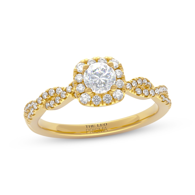 Main Image 1 of THE LEO Prisma Diamond Round-Cut Cushion Halo Engagement Ring 5/8 ct tw 14K Yellow Gold