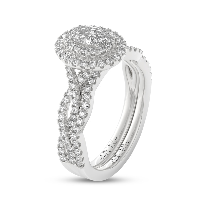 Main Image 2 of THE LEO Ideal Cut Diamond Oval Halo Bridal Set 7/8 ct tw 14K White Gold