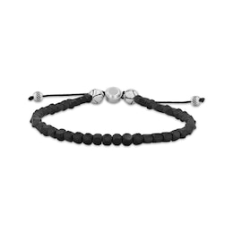Men's Hematite Bead Bolo Bracelet Stainless Steel & Black Ion Plating