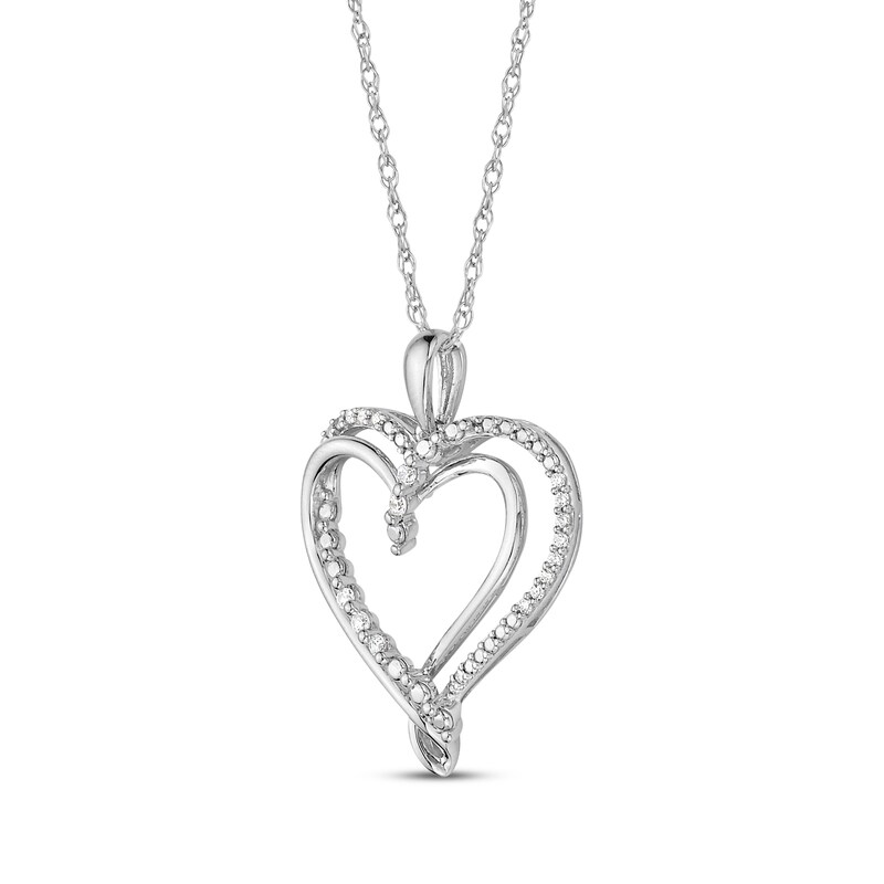 Main Image 2 of Diamond Intertwining Hearts Necklace 1/10 ct tw 10K White Gold 18"