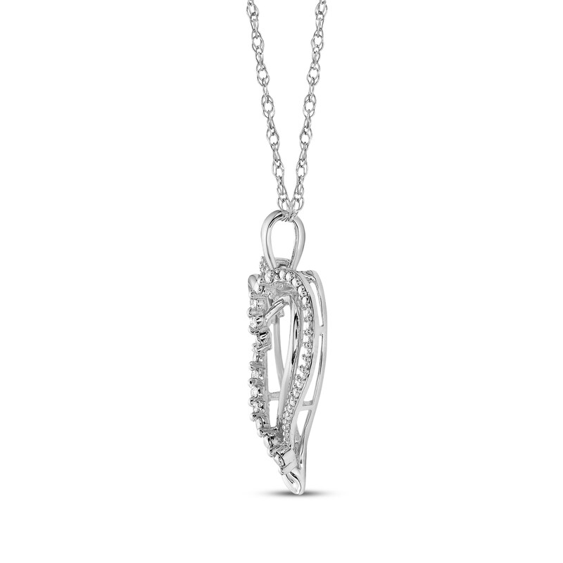 Main Image 3 of Diamond Intertwining Hearts Necklace 1/10 ct tw 10K White Gold 18"