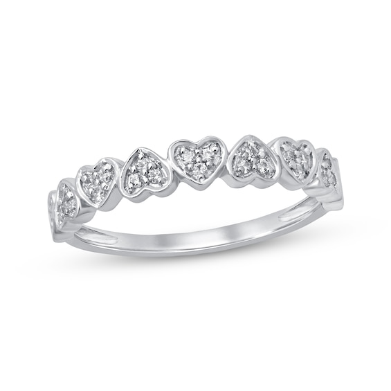 Diamond Heart Ring 1/8 ct tw Round-cut Sterling Silver