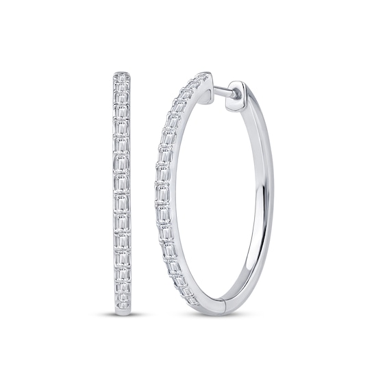 Baguette-Cut Diamond Hoop Earring 1/2 ct tw 10K White Gold