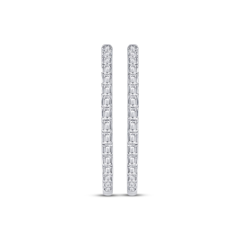 Main Image 2 of Baguette-Cut Diamond Hoop Earring 1/2 ct tw 10K White Gold