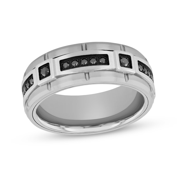Black Diamond Wedding Band 1/5 ct tw Tungsten Carbide 8mm