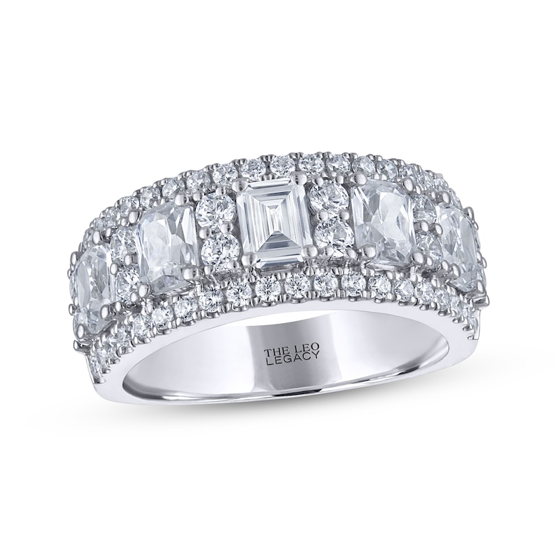 Main Image 1 of THE LEO Legacy Lab-Grown Diamond Emerald & Round-Cut Anniversary Band 2-1/2 ct tw 14K White Gold