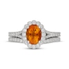 Thumbnail Image 3 of Neil Lane Oval-Cut Citrine & Diamond Scalloped Halo Bridal Set 5/8 ct tw Diamonds 14K White Gold