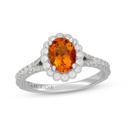 Neil Lane Oval-Cut Citrine & Diamond Halo Engagement Ring 1/2 ct tw 14K White Gold