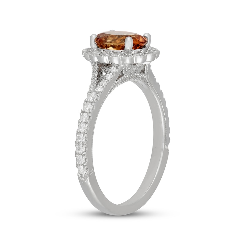 Main Image 5 of Neil Lane Oval-Cut Citrine & Diamond Halo Engagement Ring 1/2 ct tw 14K White Gold