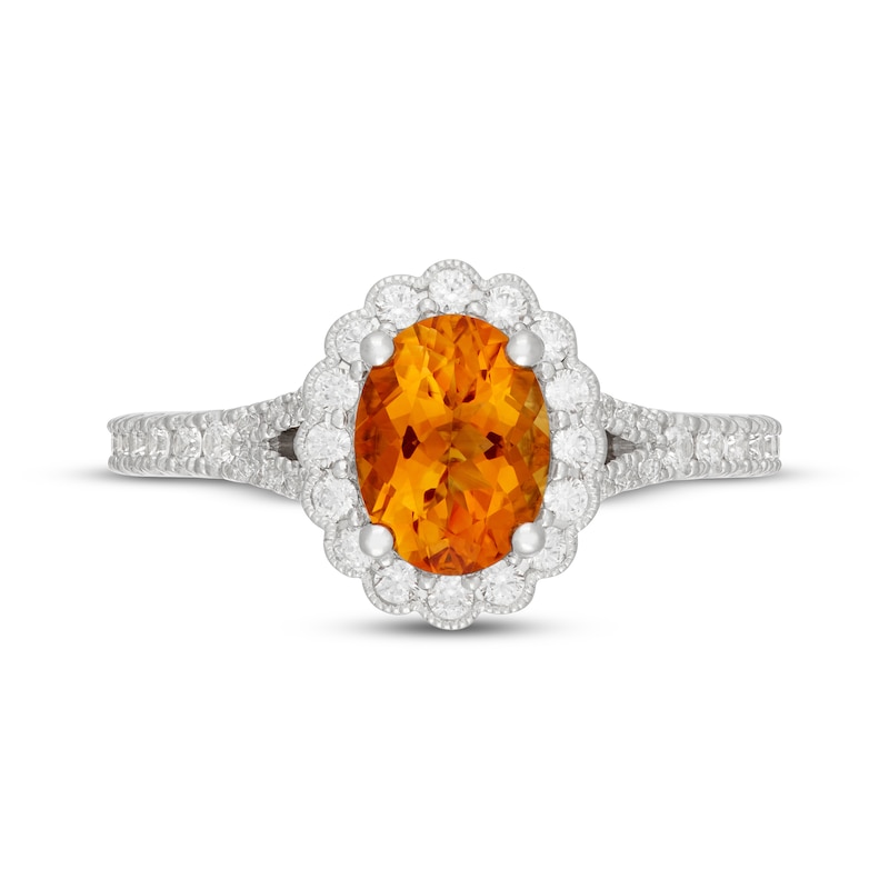 Main Image 6 of Neil Lane Oval-Cut Citrine & Diamond Halo Engagement Ring 1/2 ct tw 14K White Gold