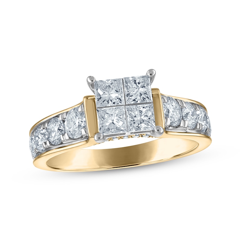 Main Image 1 of Now + Forever Princess-Cut Diamond Quad Engagement Ring 1-3/4 ct tw 14K Two-Tone Gold