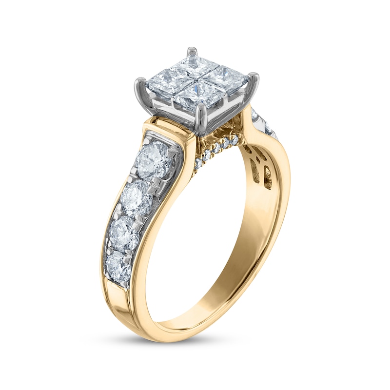 Main Image 2 of Now + Forever Princess-Cut Diamond Quad Engagement Ring 1-3/4 ct tw 14K Two-Tone Gold
