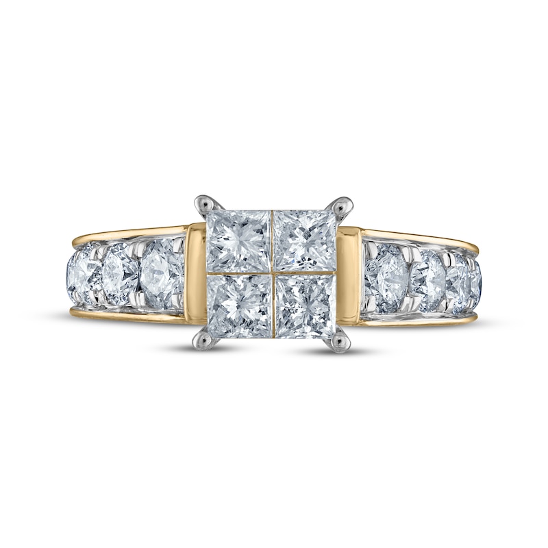 Main Image 3 of Now + Forever Princess-Cut Diamond Quad Engagement Ring 1-3/4 ct tw 14K Two-Tone Gold