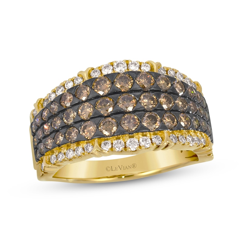 Main Image 1 of Le Vian Chocolate Chip Diamond Multi-Row Graduated Ring 1-3/4 ct tw 14K Honey Gold