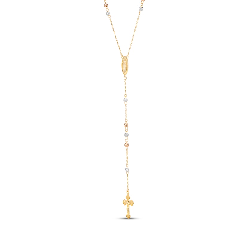 Rosary Necklace 14K Tri-Tone Gold 26"