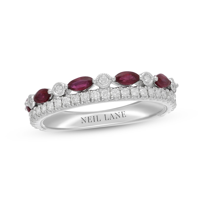 Main Image 1 of Neil Lane Ruby Anniversary Ring 3/8 ct tw Diamonds 14K White Gold