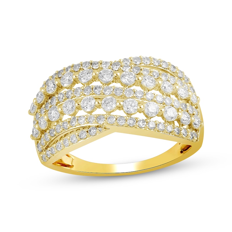 Main Image 1 of KAY Lab-Grown Diamonds Multi-Row Crossover Ring 1 ct tw 10K Yellow Gold