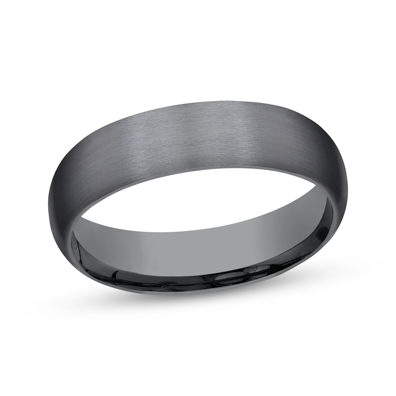 Main Image 1 of Now + Forever Satin-Finish Wedding Band Dark Gray Tantalum 6mm