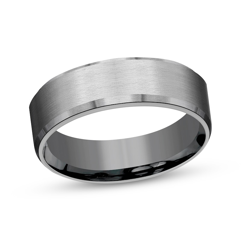 Main Image 1 of Now + Forever Satin-Finish Wedding Band Gray Tantalum 7mm