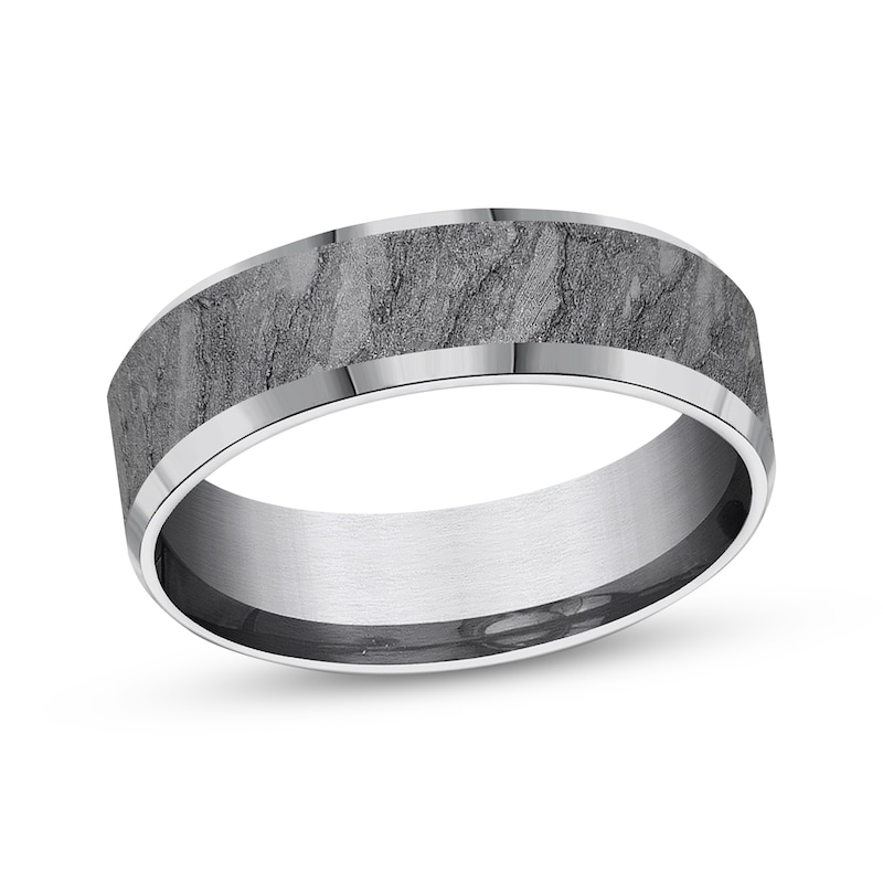 Main Image 1 of Now + Forever Men's Lava Rock Pattern Wedding Band Grey Tantalum 7mm