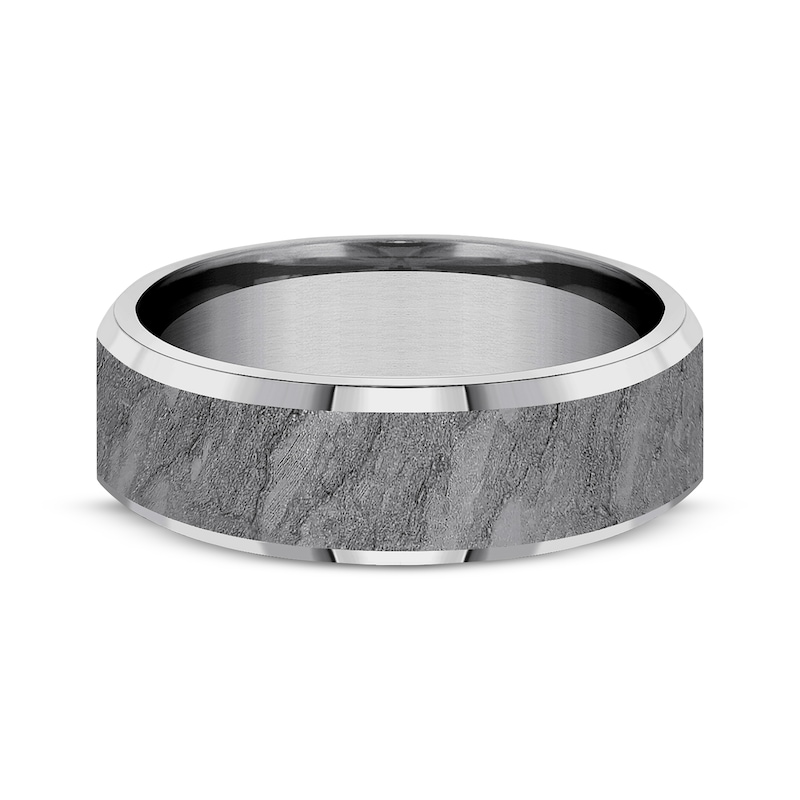 Main Image 3 of Now + Forever Men's Lava Rock Pattern Wedding Band Grey Tantalum 7mm