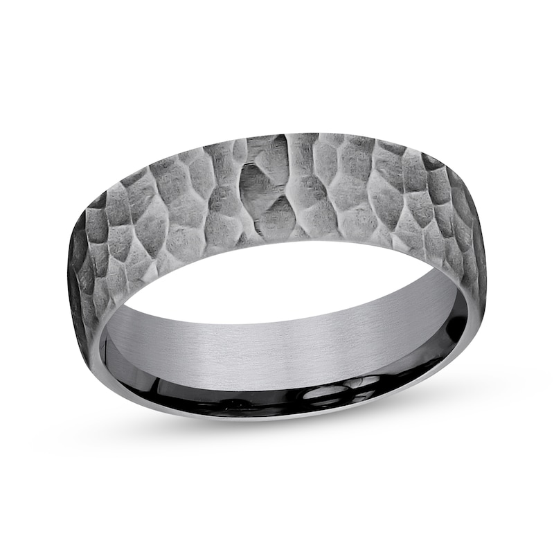 Main Image 1 of Now + Forever Hammered Wedding Band Gray Tantalum 6.5mm