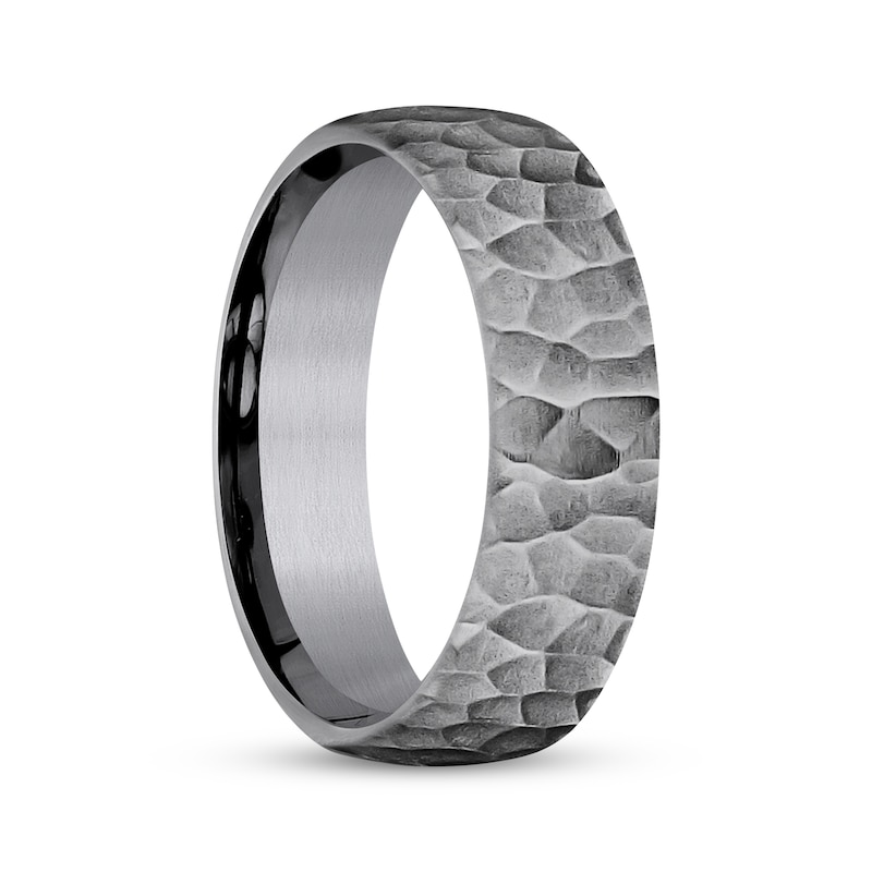 Main Image 2 of Now + Forever Hammered Wedding Band Gray Tantalum 6.5mm