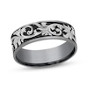Thumbnail Image 1 of Now + Forever Botanical Pattern Wedding Band Gray Tantalum & Titanium 7.5mm