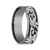 Thumbnail Image 2 of Now + Forever Botanical Pattern Wedding Band Gray Tantalum & Titanium 7.5mm