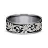 Thumbnail Image 3 of Now + Forever Botanical Pattern Wedding Band Gray Tantalum & Titanium 7.5mm