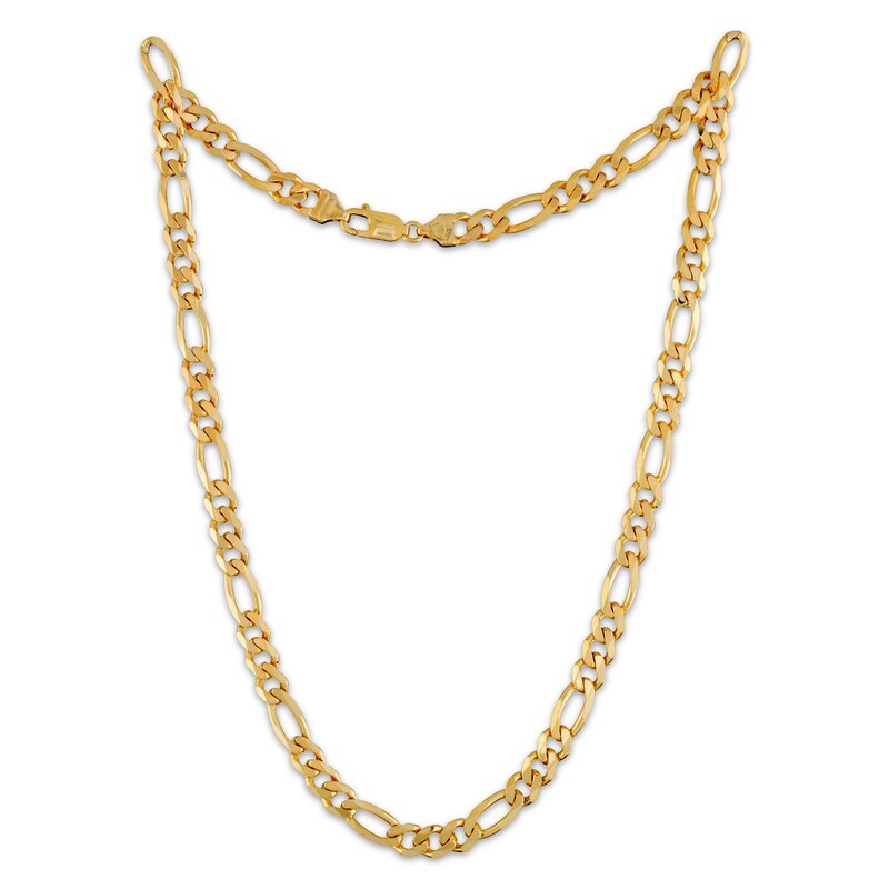 Main Image 2 of Diamond-Cut Figaro Chain Necklace 7.4mm Solid 10K Yellow Gold 22&quot;