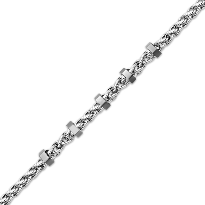 Main Image 3 of Wheat Chain Station Bracelet Solid Stainless Steel 8.5&quot;