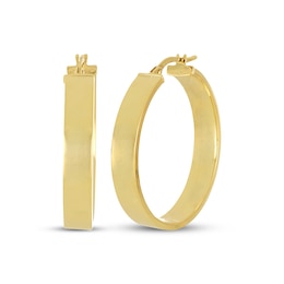 Flat Tube Hoop Earrings 10K Yellow Gold 25mm