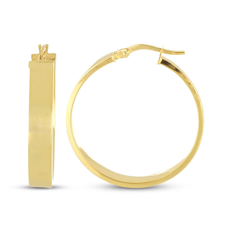 Main Image 3 of Flat Tube Hoop Earrings 10K Yellow Gold 25mm