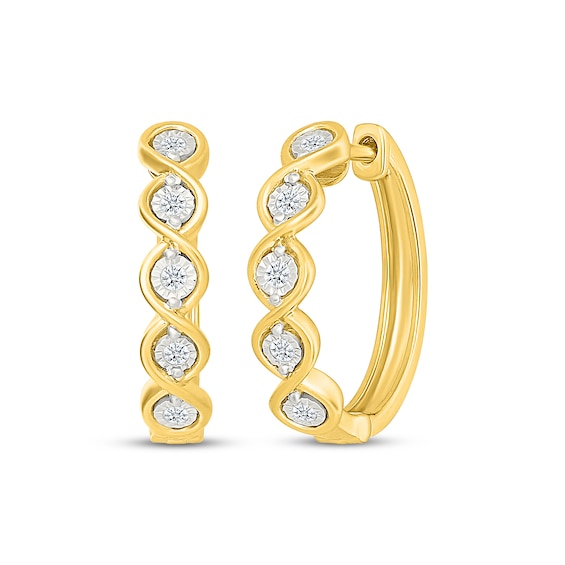 Diamond Twist Hoop Earrings 1/8 ct tw 10K Yellow Gold