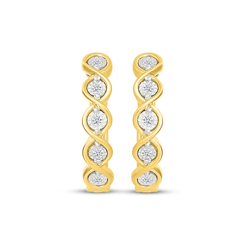 Main Image 2 of Diamond Twist Hoop Earrings 1/8 ct tw 10K Yellow Gold
