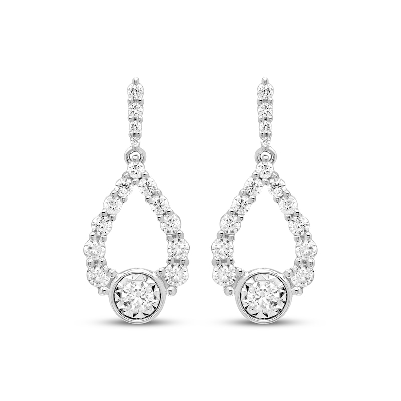 Main Image 2 of Milestones Diamond Teardrop Dangle Earrings 1/2 ct tw 10K White Gold