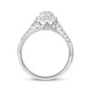 Thumbnail Image 3 of Now + Forever Baguette & Round-Cut Multi-Diamond Halo Engagement Ring 1/2 ct tw 14K White Gold