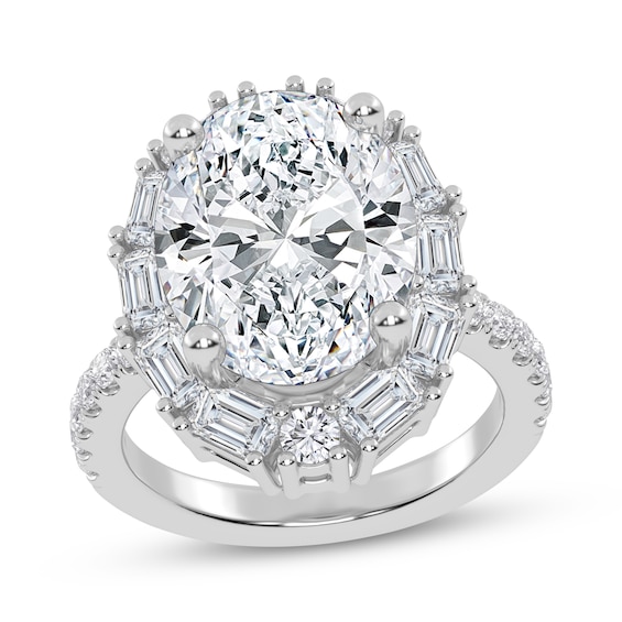 Lab-Grown Diamonds Oval-Cut Halo Engagement Ring 6-1/3 ct tw 14K White Gold