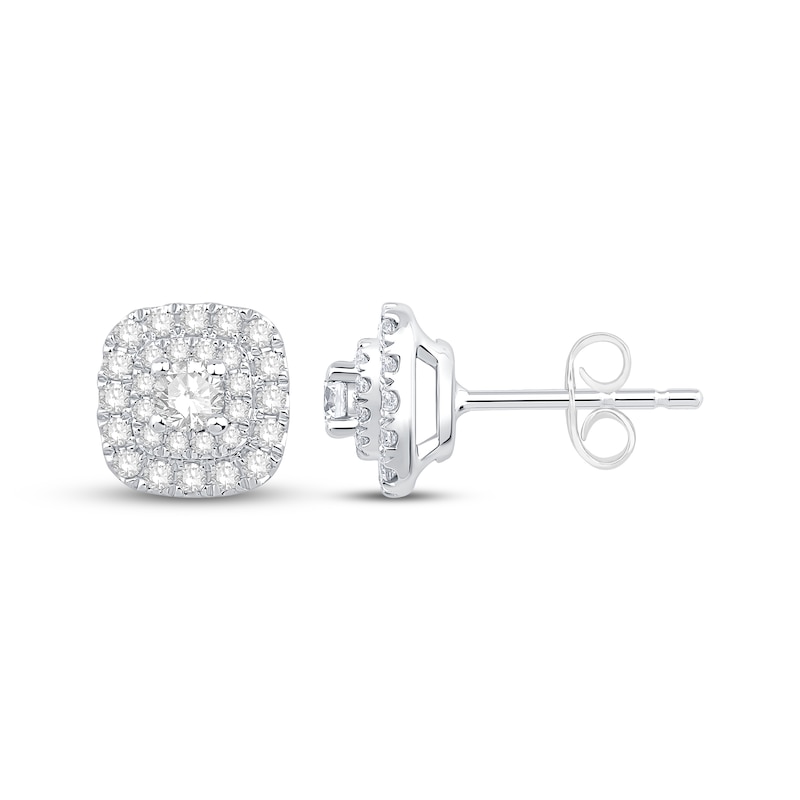 Main Image 1 of KAY Lab-Grown Diamonds Double Halo Stud Earrings 1/2 ct tw 10K White Gold
