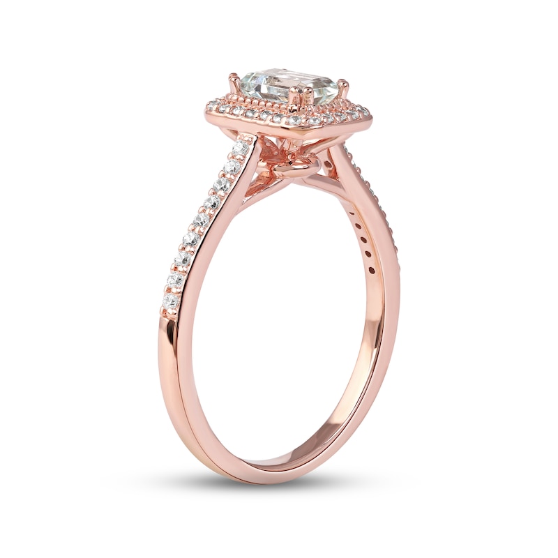 Main Image 2 of Aquamarine & Diamond Ring 1/5 ct tw Round-cut 10K Rose Gold