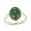 Thumbnail Image 1 of Oval Nephrite Jade & Diamond Ring 1/15 ct tw 14K Yellow Gold