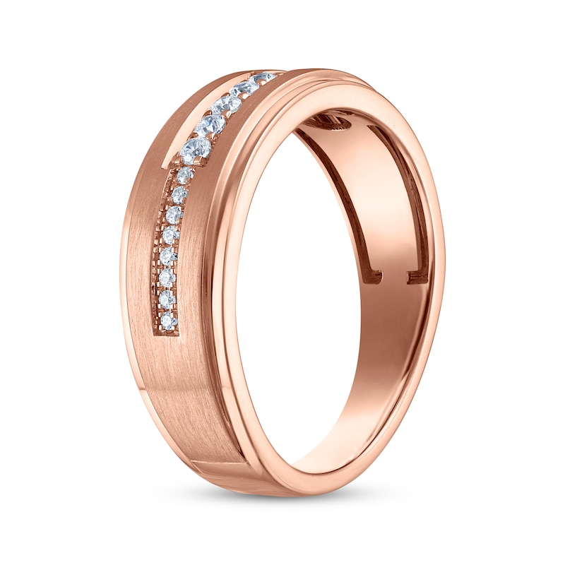 Main Image 2 of Now + Forever Men's Diamond Wedding Band 1/5 ct tw 10K Rose Gold