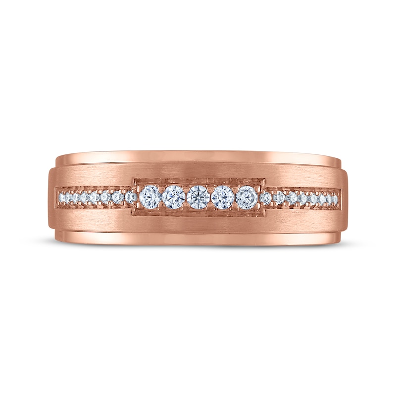Main Image 3 of Now + Forever Men's Diamond Wedding Band 1/5 ct tw 10K Rose Gold