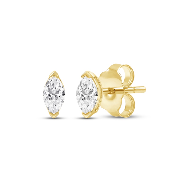 Main Image 1 of Marquise-Cut Diamond Solitaire Stud Earrings 1/5 ct tw 14K Yellow Gold (I/I1)