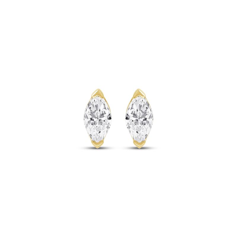 Main Image 2 of Marquise-Cut Diamond Solitaire Stud Earrings 1/5 ct tw 14K Yellow Gold (I/I1)