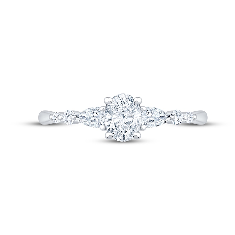 Main Image 3 of Now + Forever Lab-Grown Diamonds Oval-Cut & Pear-Shaped Three-Stone Engagement Ring 5/8 ct tw 14K White Gold