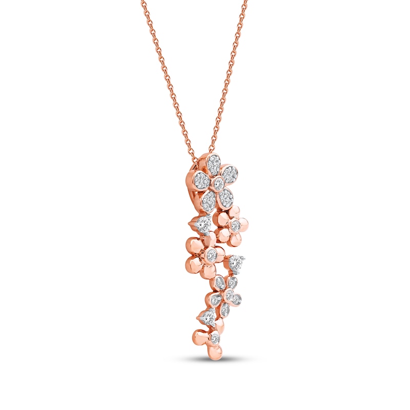 Main Image 2 of Diamond Flower Drop Necklace 1/4 ct tw 10K Rose Gold 18&quot;